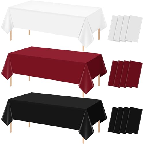 Maroon and Black Rectangle Tablecloth, 54 x 108 inch, 12 pack